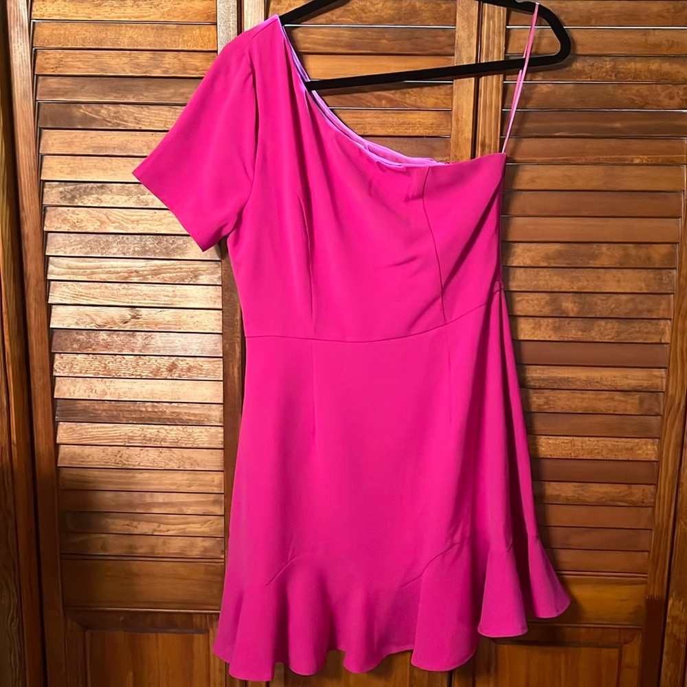 Hot Pink One Shoulder Dress